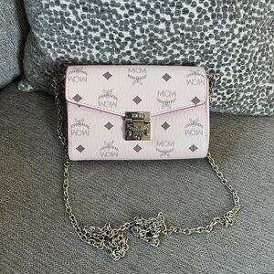 MCM Powder Pink Visetos Millie Patricia Leather Crossbody Bag